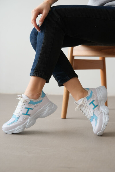 White Baby Blue Sneaker for Women - 5