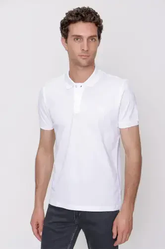 White Basic Plain 100% Cotton Comfort Fit Short Sleeve GIFT BOXED Polo Neck Men's T-Shirt - MORVEN (1)