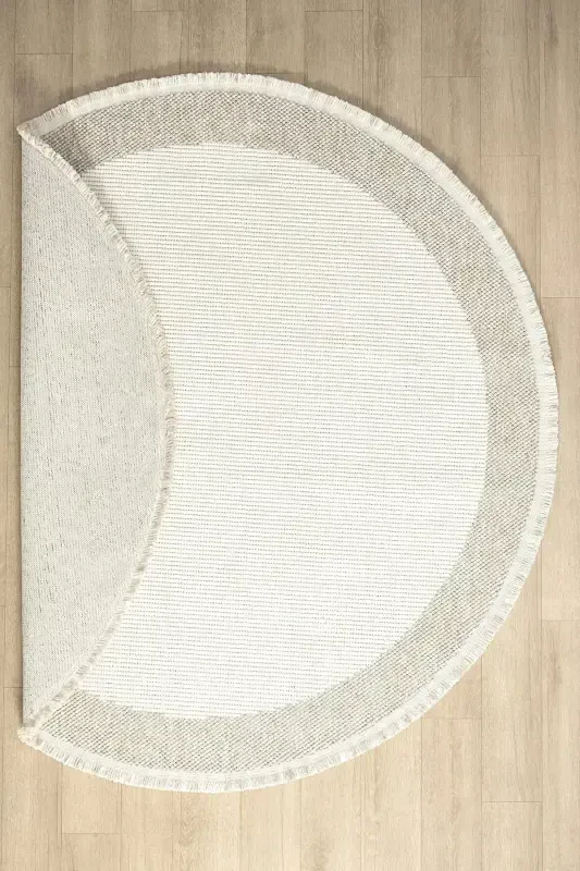 White Beige Soft Round Circle Rug Living Room Kitchen Hallway Runner Woven Machine Made Carpet 0021 CIRCLE-White 47 - ELIZ HOME