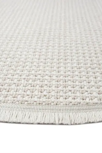 White Beige Soft Textured Round Carpet Rug Kitchen Hallway Runner Woven Machine Made Carpet 006 CIRCLE - White 5 - ELIZ HOME (1)