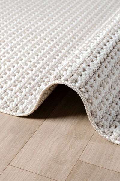 White Beige Soft Textured Rug Carpet Living Room Kitchen Corridor Runner Woven Machine Carpet 006 - 17