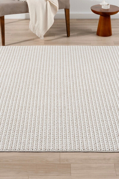 White Beige Soft Textured Rug Carpet Living Room Kitchen Corridor Runner Woven Machine Carpet 006 - 20