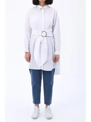 White Belt Relaxed Fit Shirt Tunic - LC WAIKIKI (1)