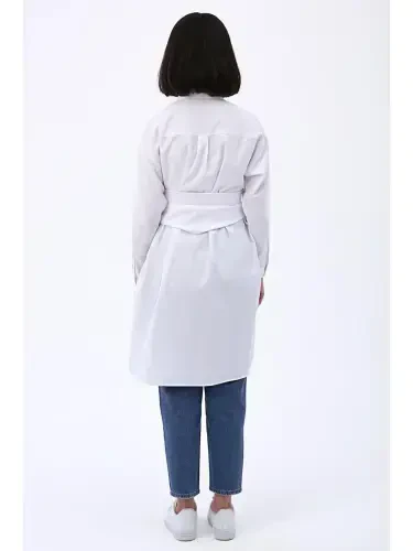 White Belt Relaxed Fit Shirt Tunic - 4