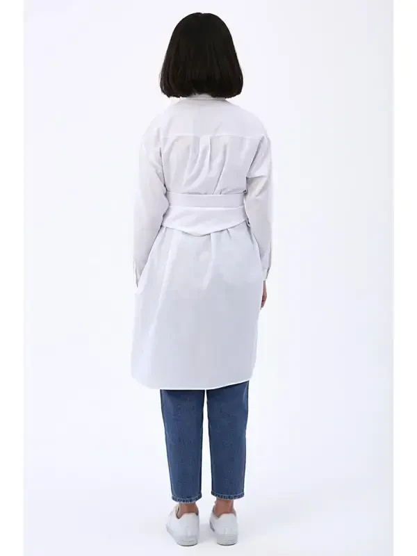 White Belt Relaxed Fit Shirt Tunic - 4