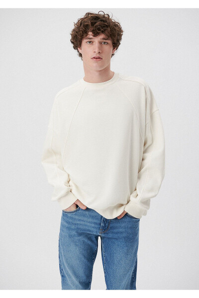 White bisiklet neck sweatshirt, 0S10035-70057 - 1