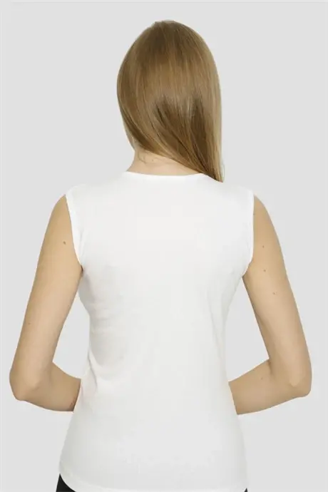 White-Black-Skin Women's Sleeveless T-Shirt Cycling Neck Cotton Lycra 3 Pack - 4