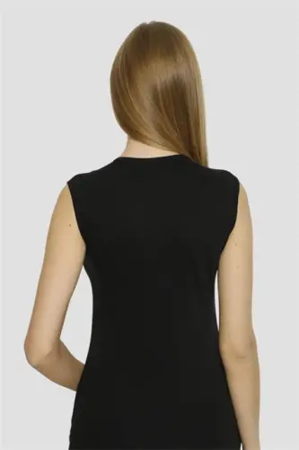 White-Black-Skin Women's Sleeveless T-Shirt Cycling Neck Cotton Lycra 3 Pack - 6