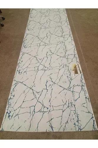 White Blue Non-Slip Runner Rug - Washable Four Seasons Carpet | Living Room, Bathroom, Balcony, Teen Room-White - 1