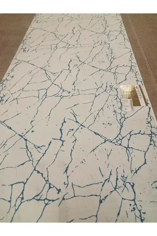 White Blue Non-Slip Runner Rug - Washable Four Seasons Carpet | Living Room, Bathroom, Balcony, Teen Room-White - 5