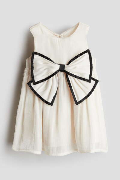 White bow detailed baby girl dress. - 7