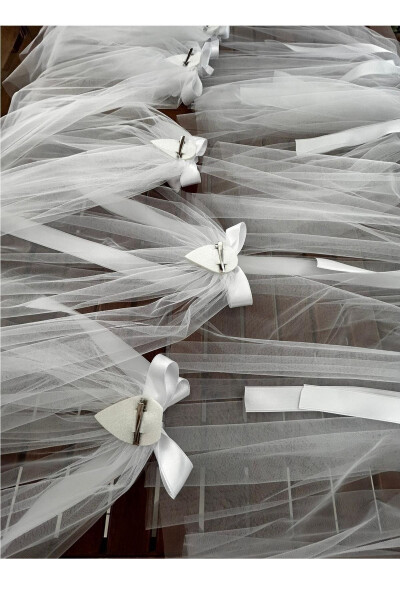 White Bow Short Bridal Veil 50cm - 5