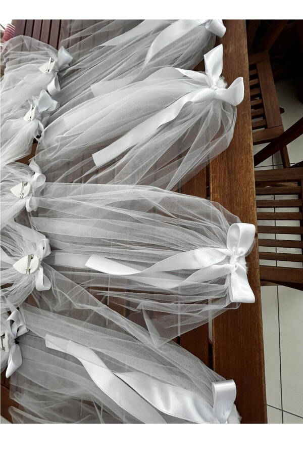 White Bow Short Bridal Veil 50cm - 6