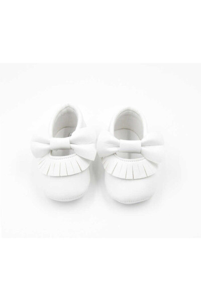 White Bow Tassel Baby Shoes - 5