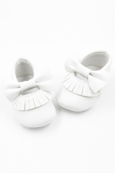 White Bow Tassel Baby Shoes - 1