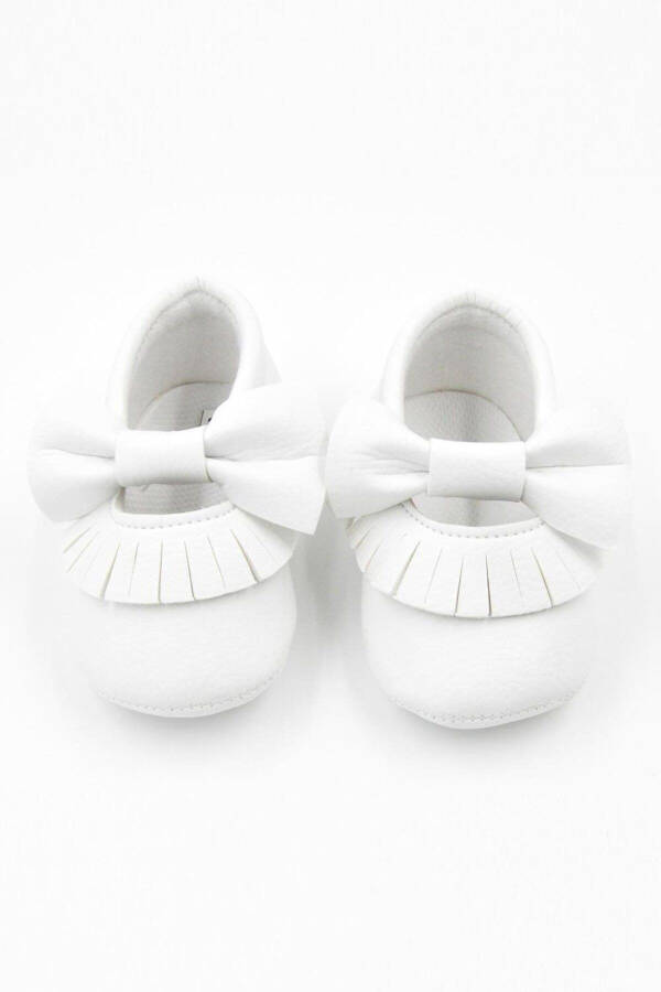 White Bow Tassel Baby Shoes - 2