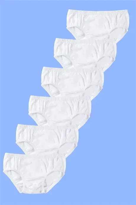 White Boys' Briefs 6-Pack 100% Cotton - 3