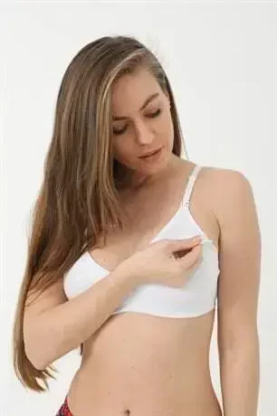White Breastfeeding Bra with Cotton Lycra - 1