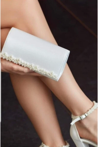 White Bridal Clutch for Women - DAMLA GELİNLİK VE AKSESUAR
