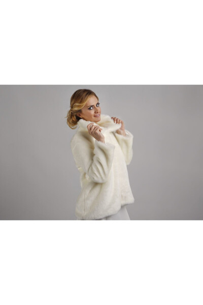 White Bridal Stole Jacket Fur - 2