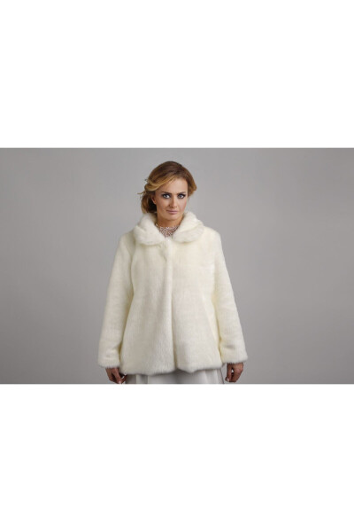 White Bridal Stole Jacket Fur - 3