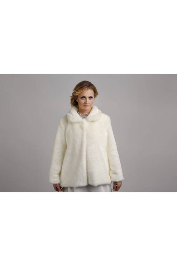 White Bridal Stole Jacket Fur - 3