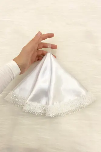White Bride Groom Handkerchief Sequined, Halay Handkerchief, Wedding Henna Circumcision Engagement Bride Bachelorette-ORKİDESATENMENDİLBEYAZ - ZEYMERADE (1)