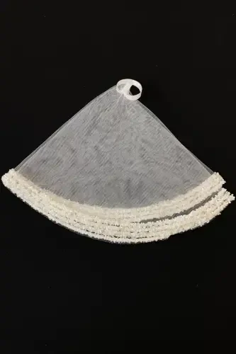 White Bride Groom Handkerchief, Wedding Halay Bridesmaid Henna Circumcision Handkerchief, Glass Bead and Sequin Printed-White - 3