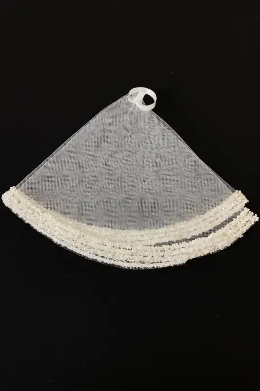 White Bride Groom Handkerchief, Wedding Halay Bridesmaid Henna Circumcision Handkerchief, Glass Bead and Sequin Printed-White - 3