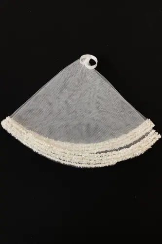 White Bride Groom Handkerchief, Wedding Halay Bridesmaid Henna Circumcision Handkerchief, Glass Bead and Sequin Printed-White - 3