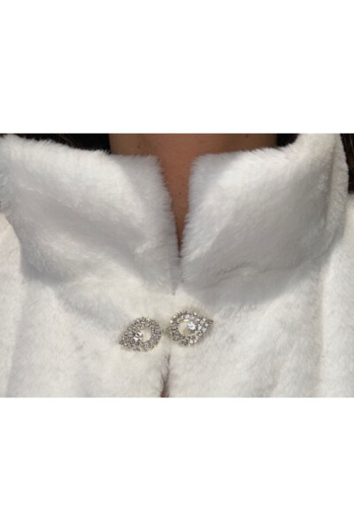 White Brooch Bridal Accessory Bridal Jacket Fur Stole Bolero - 3