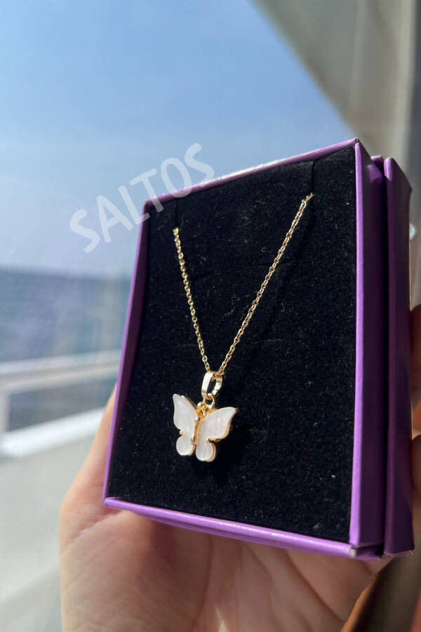 White Butterfly Gold Necklace Earrings Birthday Gift Butterfly Necklace Earrings Set Women Necklace Women Earrings - 2