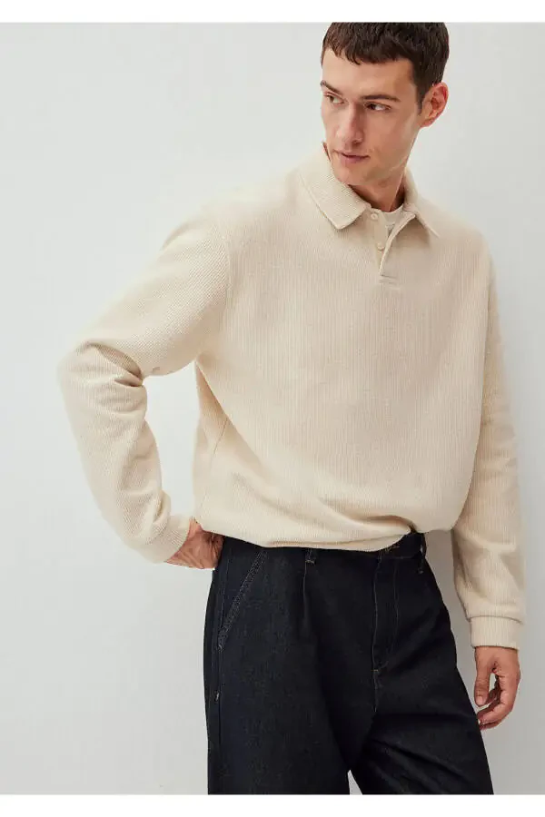White Buttoned Basic Sweatshirt (0S10266-81202) - 2