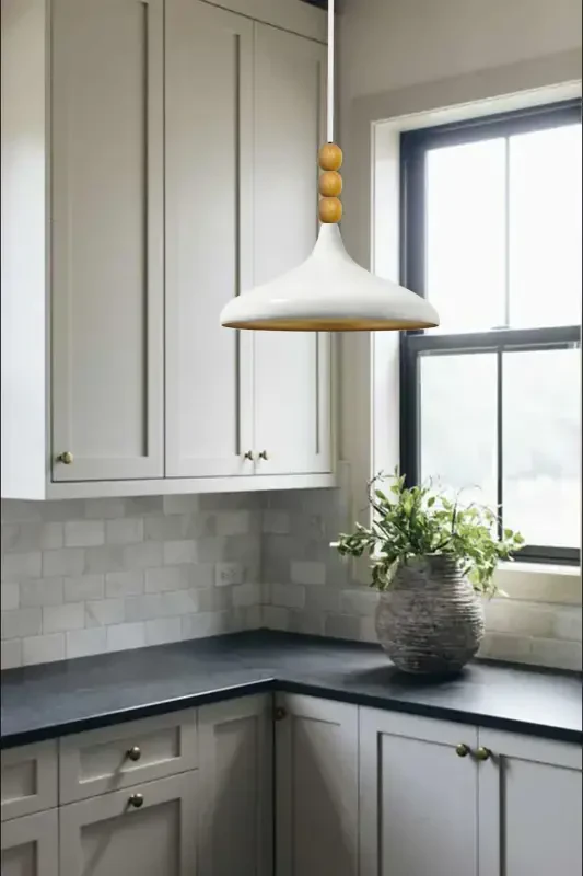 White Champion Wooden Beaded Single Chandelier Pendant Living Room Kitchen Boutique Lamp Lighting Chandeliers-WHITE - 2