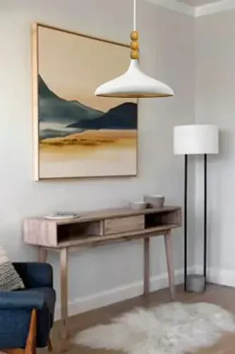 White Champion Wooden Beaded Single Chandelier Pendant Living Room Kitchen Boutique Lamp Lighting Chandeliers-WHITE - 3