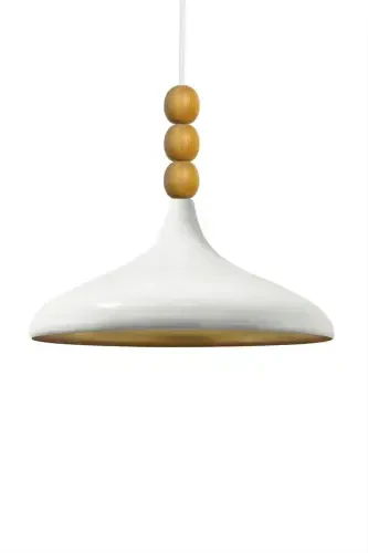 White Champion Wooden Beaded Single Chandelier Pendant Living Room Kitchen Boutique Lamp Lighting Chandeliers-WHITE - 5