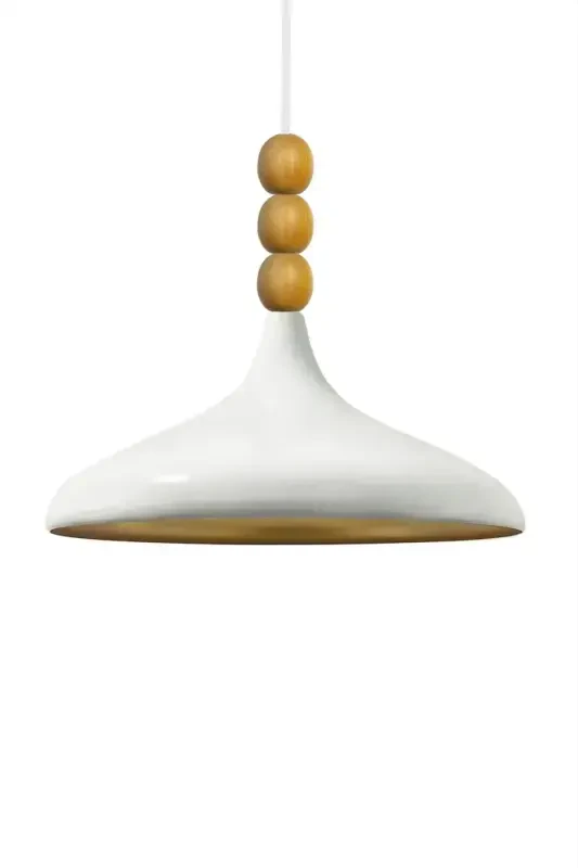 White Champion Wooden Beaded Single Chandelier Pendant Living Room Kitchen Boutique Lamp Lighting Chandeliers-WHITE - 5