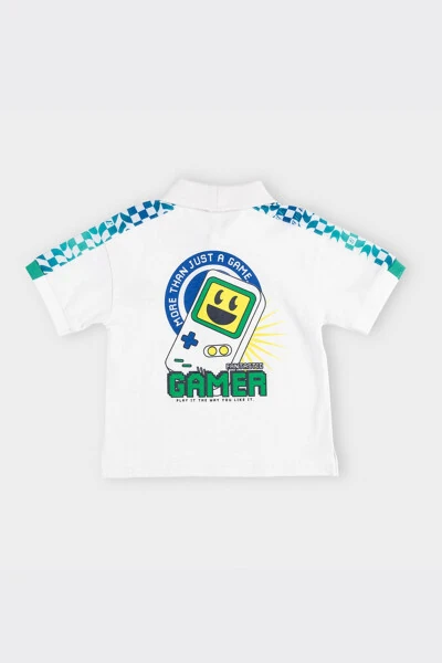 White Collared T-Shirt for Baby Boy - PANÇO (1)