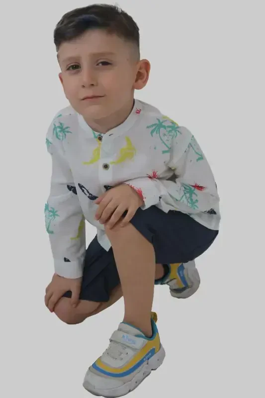 White Color Letter Print Short Sleeve Baby Boy Shirt-WHITE PRINTED - 2