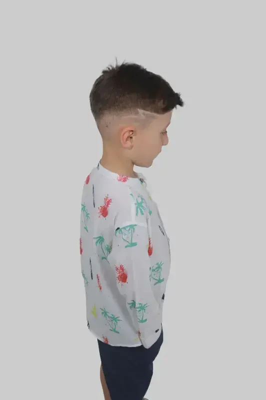 White Color Letter Print Short Sleeve Baby Boy Shirt-WHITE PRINTED - 3