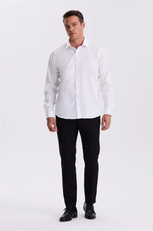 White Comfort 100% Cotton Fit Non-Iron Shirt - 2