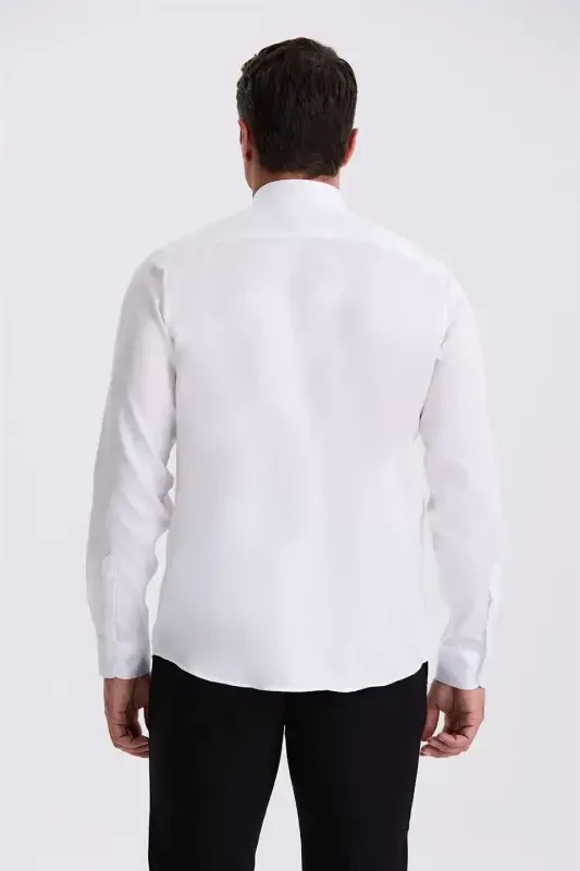 White Comfort 100% Cotton Slim Fit Non-Iron Shirt - 4
