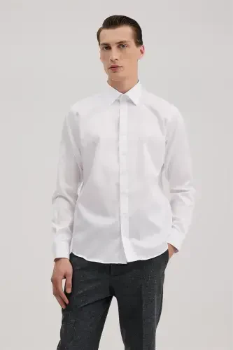 White Comfort Fit 100% Cotton Non-Iron Shirt - 1