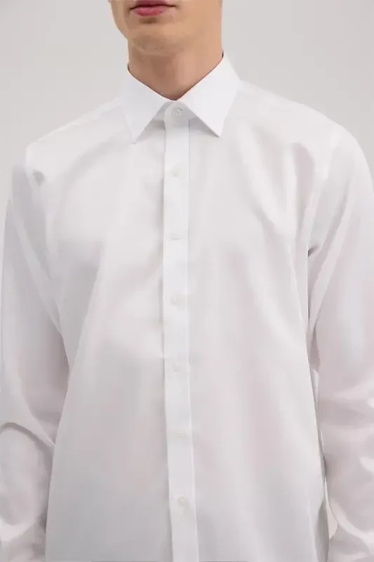 White Comfort Fit 100% Cotton Non-Iron Shirt - 3
