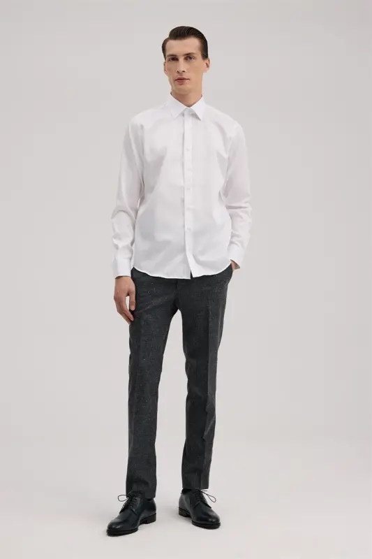 White Comfort Fit 100% Cotton Non-Iron Shirt - 2