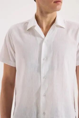 White Comfort Fit Classic Collar Short Sleeve Shirt - 3
