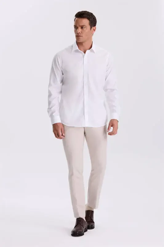 White Comfort Fit Easy Care 100% Cotton Non-Iron Shirt - 2