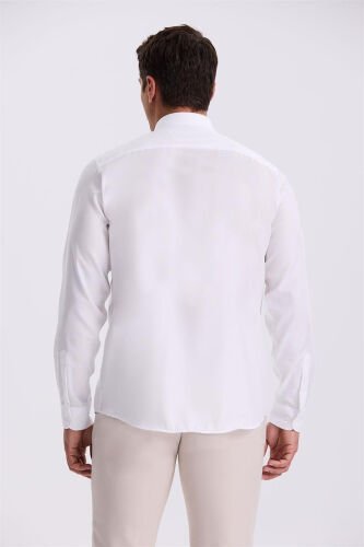 White Comfort Fit Easy Care 100% Cotton Non-Iron Shirt - 4