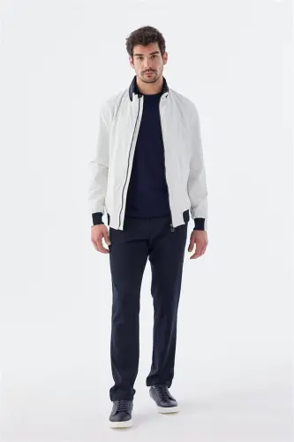 White Comfort Fit Hooded Casual Seasonal Sports Jacket - JAKAMEN (1)