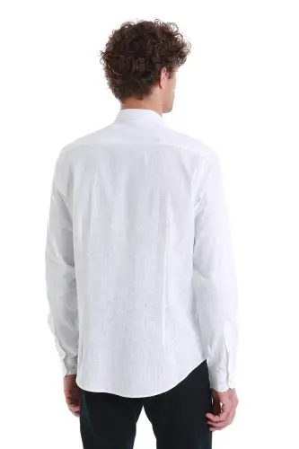 White Comfort Fit Printed Slim Collar Long Sleeve Spo - 6